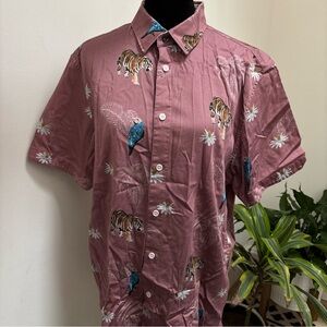Men's Casual Mauve Shirt with Animal Print